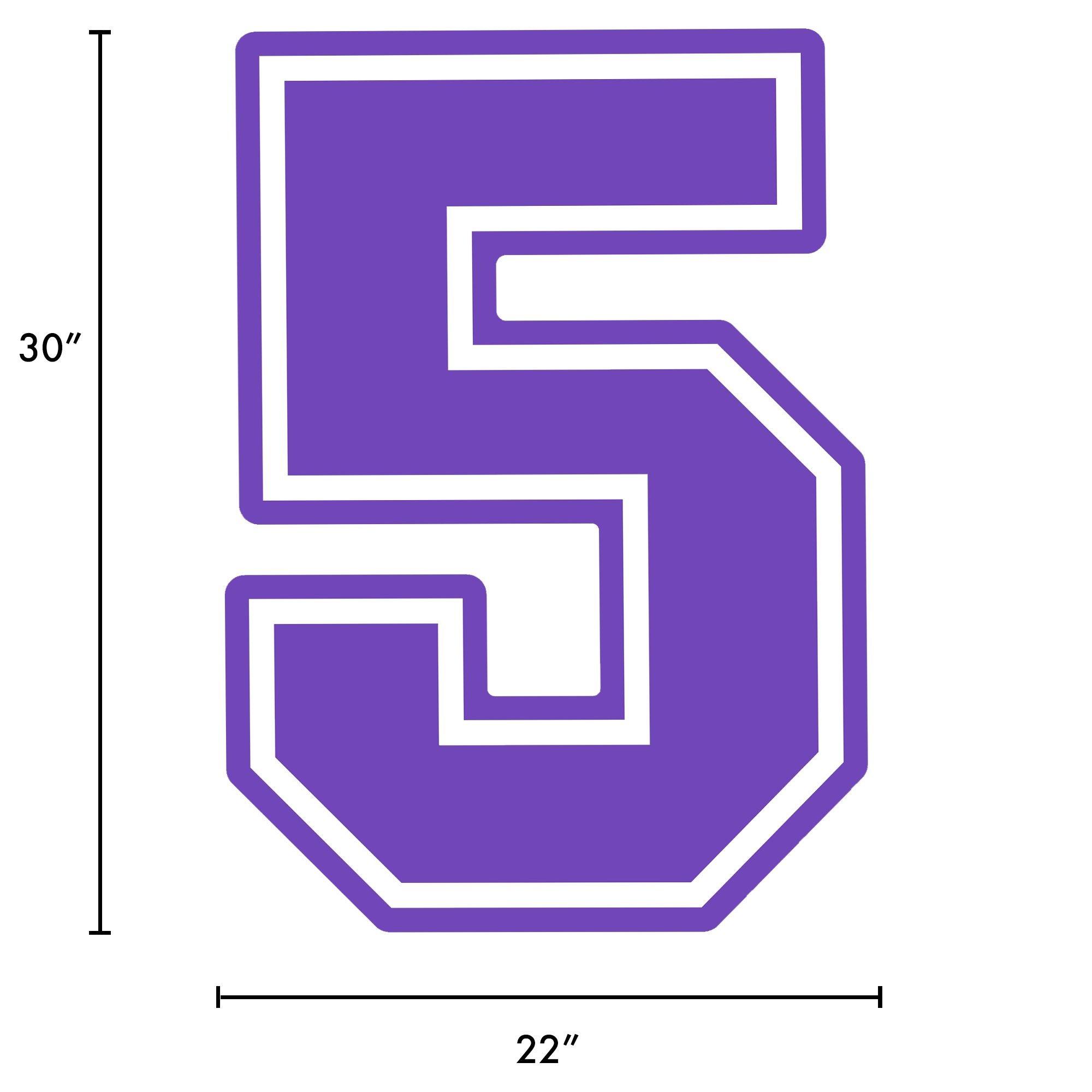 Purple Collegiate Number (5) Corrugated Plastic Yard Sign, 30in